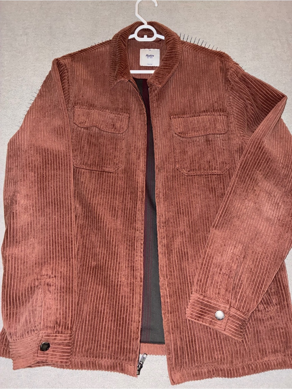 Katin Rust Corduroy Zip Shirt Jacket